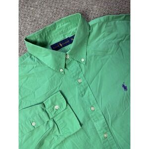 Polo Ralph Lauren Mens XL Long Sleeve Button Down Shirt Solid Green Cotton